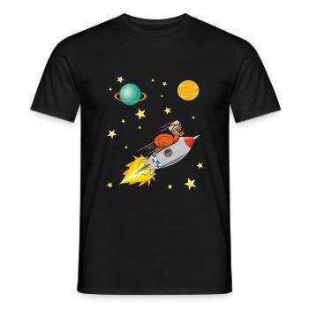Escargot avec fusée voyageant dans l'espace - T-shirt homme - noir - Devant - AI Model Male 178 light (178cm)