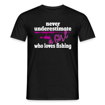 Unterschätze nie ein Mädchen, dass Fischen liebt - Männer T-Shirt - Schwarz - Vorne - AI Model Male 178 light (178cm)