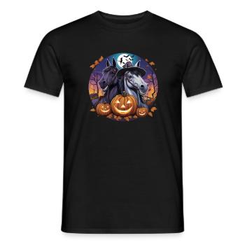 Drôles de chevaux d’Halloween fous - T-shirt homme - noir - Devant - AI Model Male 178 light (178cm)