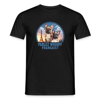 France Paris Chiens mignons Amoureux des chiens - T-shirt homme - noir - Devant - AI Model Male 178 light (178cm)