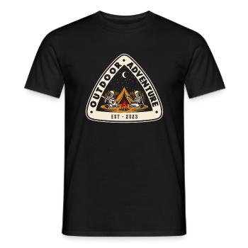 Tente de feu de camp de camping de camping-car d’aventure en plein air - T-shirt homme - noir - Devant - AI Model Male 178 light (178cm)