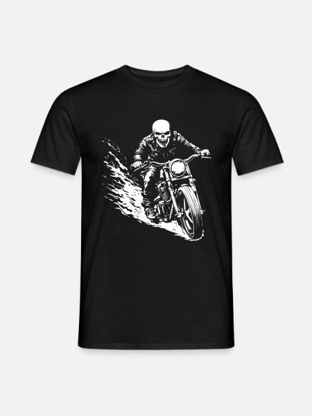 Biker Totenkopf Motorrad Geschenk - Männer T-Shirt - Schwarz