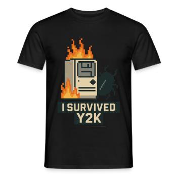 Y2K Pixel-Katastrophe – Ich lebe! - Männer T-Shirt - Schwarz - Vorne - AI Model Male 178 light (178cm)