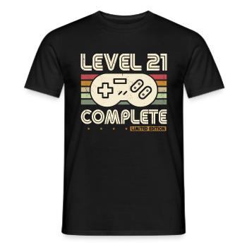 21st Birthday Level 21 Complete 21 years - Men's T-Shirt - black - Front - AI Model Male 178 light (178cm)