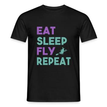 Eat Sleep Fly Repeat Witch Witch Wiccan Gift - Men's T-Shirt - black - Front - AI Model Male 178 light (178cm)