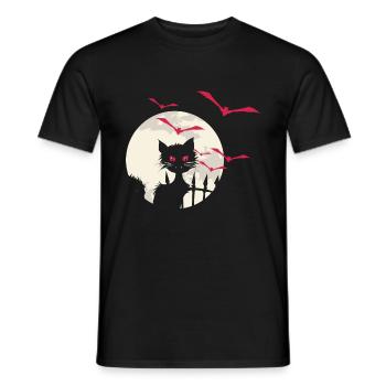 Halloween Kitty Full Moon Bats - Men's T-Shirt - black - Front - AI Model Male 178 light (178cm)