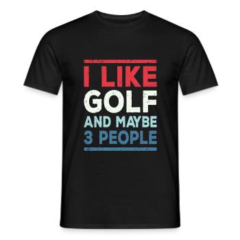J'aime le golf et les sports de golfeur à 3 personnes - T-shirt homme - noir - Devant - AI Model Male 178 light (178cm)