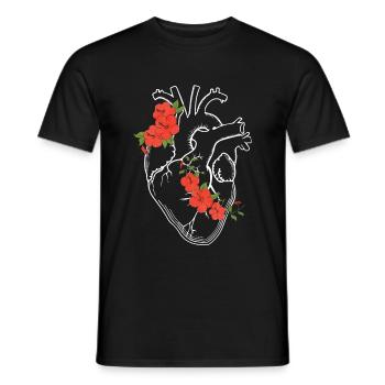 Anatomie Herz / Blumen - Männer T-Shirt - Schwarz - Vorne - AI Model Male 178 light (178cm)