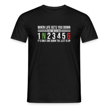 Motorcyclist Motorcycle - When life gets you down - Men's T-Shirt - black - Front - AI Model Male 178 light (178cm)