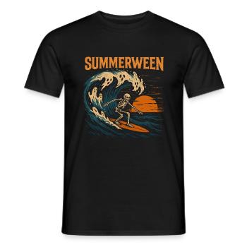 Summerween Surfing Skeleton - Halloween Design - Männer T-Shirt - Schwarz - Vorne - AI Model Male 178 light (178cm)