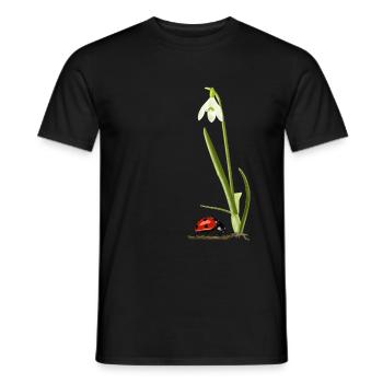 Spring, snowdrops, ladybugs - Men's T-Shirt - black - Front - AI Model Male 178 light (178cm)