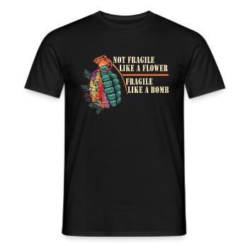Not fragile like a flower, but a - Men's T-Shirt - black - Front - AI Model Male 178 light (178cm)