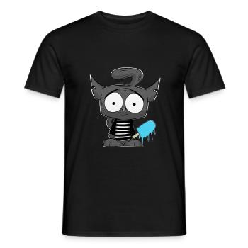 Chat mignon avec crème glacée Comic Kawaii Shirt Sticker - T-shirt homme - noir - Devant - AI Model Male 178 light (178cm)