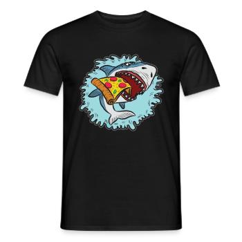 Shark Love Pizza Enthusiast Design artistique - T-shirt homme - noir - Devant - AI Model Male 178 light (178cm)