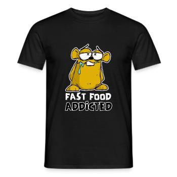 LUSTIGER HAMSTER, FAST FOOD ADDICTED, CARTOON - Männer T-Shirt - Schwarz - Vorne - AI Model Male 178 light (178cm)