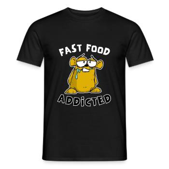 LUSTIGER HAMSTER, FAST FOOD ADDICTED, CARTOON - Männer T-Shirt - Schwarz - Vorne - AI Model Male 178 light (178cm)