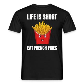 La vie est courte Manger Français frites Pommes Frites - T-shirt homme - noir - Devant - AI Model Male 178 light (178cm)