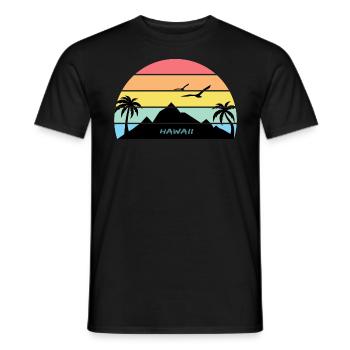 Hawaii Palm Volcano Waikiki Oahu Gift Souvenir - Men's T-Shirt - black - Front - AI Model Male 178 light (178cm)