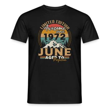 June 1972 Vintage Born in June 1972 Anniversary - Men's T-Shirt - black - Front - AI Model Male 178 light (178cm)