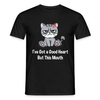 I have a good heart, but this mouth funnier - Men's T-Shirt - black - Front - AI Model Male 178 light (178cm)