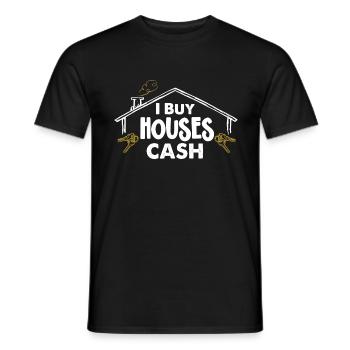 J’achète des maisons au comptant Investisseur immobilier - T-shirt homme - noir - Devant - AI Model Male 178 light (178cm)
