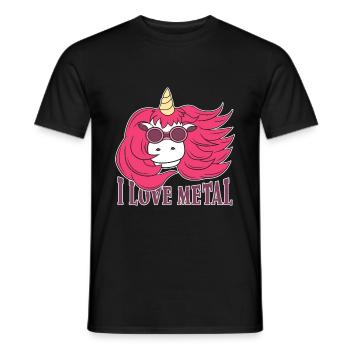 Einhorn i Love Metal Heavy Metal Metaller Geschenk - Männer T-Shirt - Schwarz - Vorne - AI Model Male 178 light (178cm)