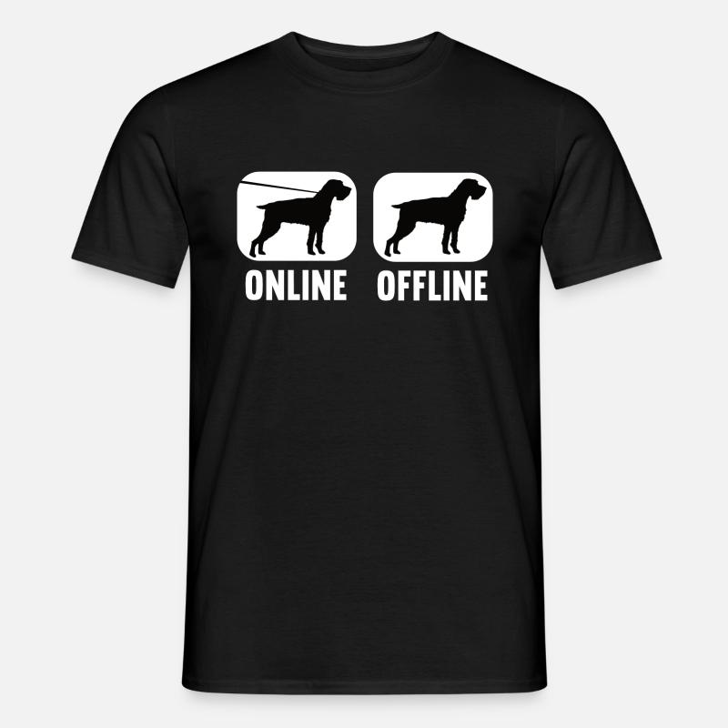 Online Offline Deutsch Drahthaar Jagdhund - Männer T-Shirt - Schwarz