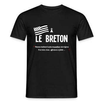 Le breton - T-shirt homme - noir - Devant - AI Model Male 178 light (178cm)