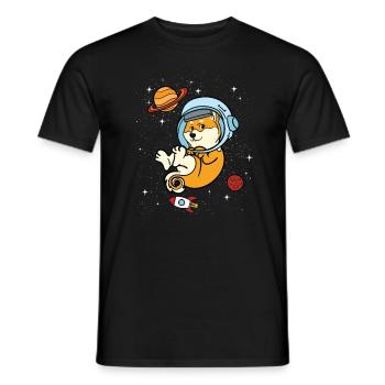 Cadeau de l'univers spatial astronaute Shiba Inu - T-shirt homme - noir - Devant - AI Model Male 178 light (178cm)