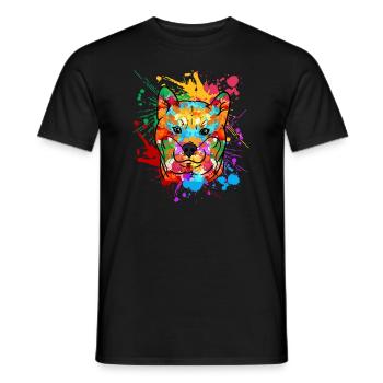 Shiba Inu Dog Splatter Graffiti Splash Gift - Men's T-Shirt - black - Front - AI Model Male 178 light (178cm)