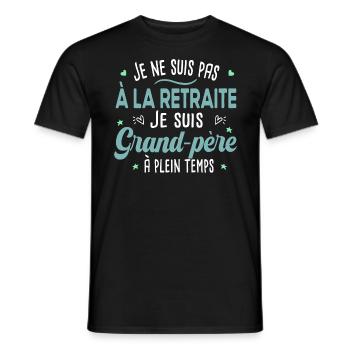 Retraite grand-père. Cadeau papy retraité. Sénior - T-shirt homme - noir - Devant - AI Model Male 178 light (178cm)