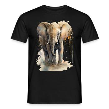 Süßer Kleiner Elefant Aquarell - Männer T-Shirt - Schwarz - Vorne - AI Model Male 178 light (178cm)