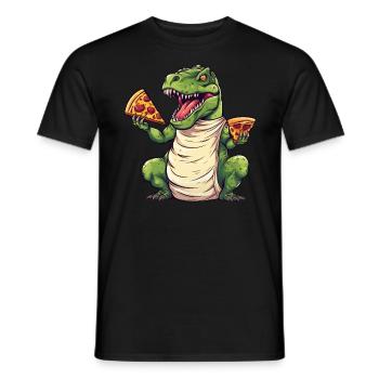 T-Rex Amateur de Pizza Dinosaure - T-shirt homme - noir - Devant - AI Model Male 178 light (178cm)