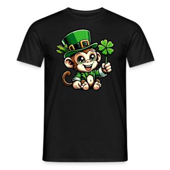 St. Patrick's Day Monkey Chimpanzee Shamrock Design - Men's T-Shirt - black - Front - AI Model Male 178 light (178cm)