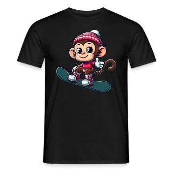 Monkey Snowboarder Winter Winter Sports Holiday Design - Men's T-Shirt - black - Front - AI Model Male 178 light (178cm)