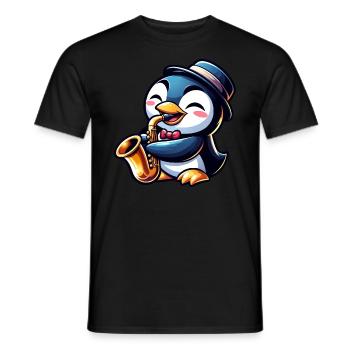 Pinguin Saxofon Jazz Musiker Saxofonist - Männer T-Shirt - Schwarz - Vorne - AI Model Male 178 light (178cm)