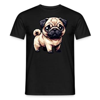 Chien Carlin Polygone Design géométrique - T-shirt homme - noir - Devant - AI Model Male 178 light (178cm)