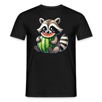 Waschbär Mit Wassermelone Fruchtig Lustig - Männer T-Shirt - Schwarz - Vorne - AI Model Male 178 light (178cm)