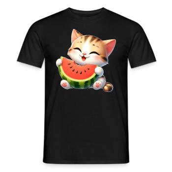 Melon Chat Pastèque Drôle Fruité - T-shirt homme - noir - Devant - AI Model Male 178 light (178cm)