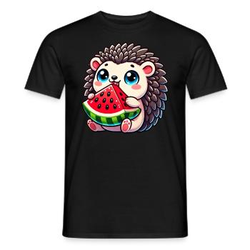 Igel mit Wassermelone Sommerfrucht Design - Männer T-Shirt - Schwarz - Vorne - AI Model Male 178 light (178cm)