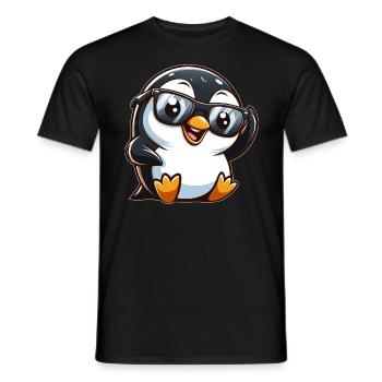 Cooler Pinguin Sonnenbrille Cartoon Spaßig - Männer T-Shirt - Schwarz - Vorne - AI Model Male 178 light (178cm)