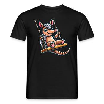 Funny Armadillo Swing Cartoon Playground - Men's T-Shirt - black - Front - AI Model Male 178 light (178cm)