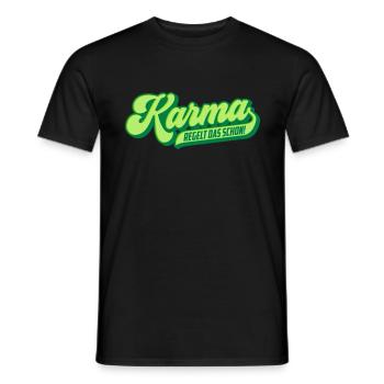 Karma Regelt Das Schon | Farben änderbar | - Männer T-Shirt - Schwarz - Vorne - AI Model Male 178 light (178cm)
