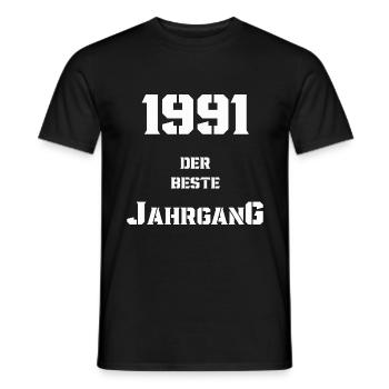 1991 Jahrgang - Männer T-Shirt - Schwarz - Vorne - AI Model Male 178 light (178cm)