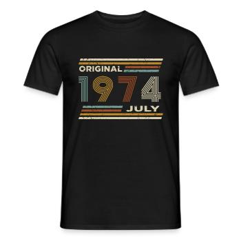 50th Birthday July 1974 Vintage Original Retro - Men's T-Shirt - black - Front - AI Model Male 178 light (178cm)