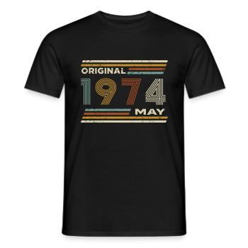 50th Birthday May 1974 Vintage Original Retro - Men's T-Shirt - black - Front - AI Model Male 178 light (178cm)