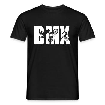 BMX Bike Biker Silhouette lettering - Men's T-Shirt - black - Front - AI Model Male 178 light (178cm)