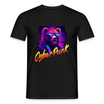 Cyberpunk Bear - Men's T-Shirt - black - Front - AI Model Male 178 light (178cm)