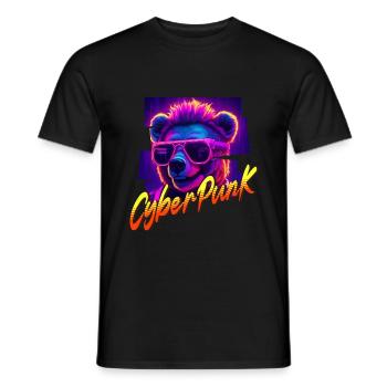 Ours Cyberpunk - T-shirt homme - noir - Devant - AI Model Male 178 light (178cm)