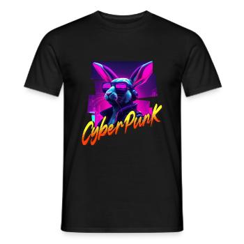 Cyberpunk Hase - Männer T-Shirt - Schwarz - Vorne - AI Model Male 178 light (178cm)